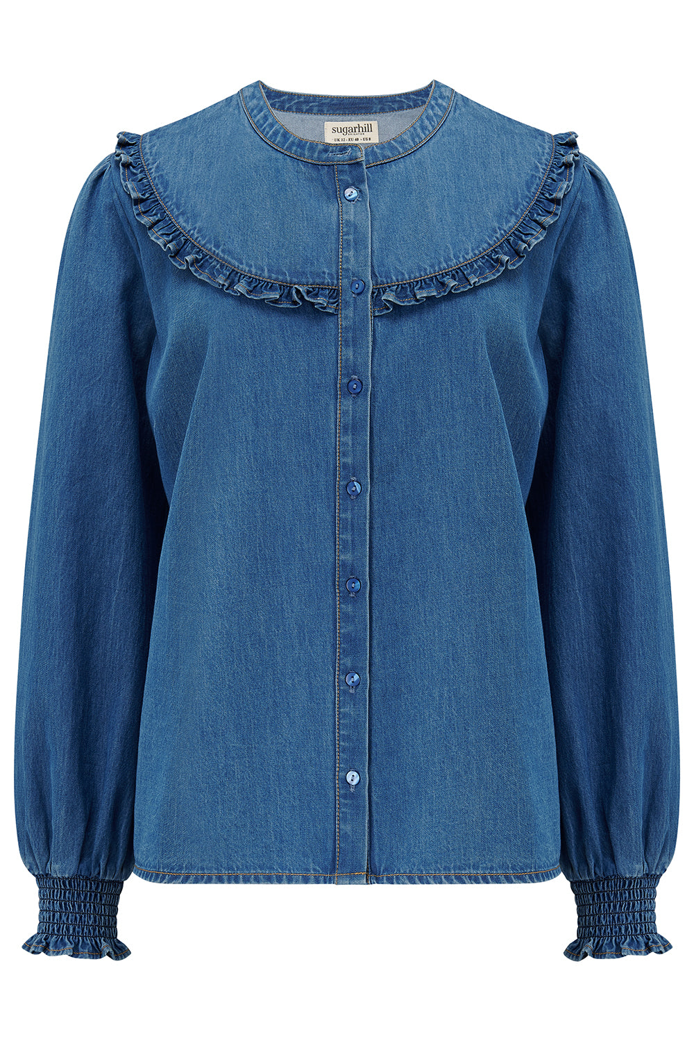 Heidi Frill Shirt - Washed Blue