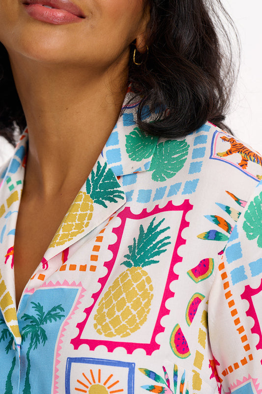 Odele Shirt - Off-White, Jungle Tile