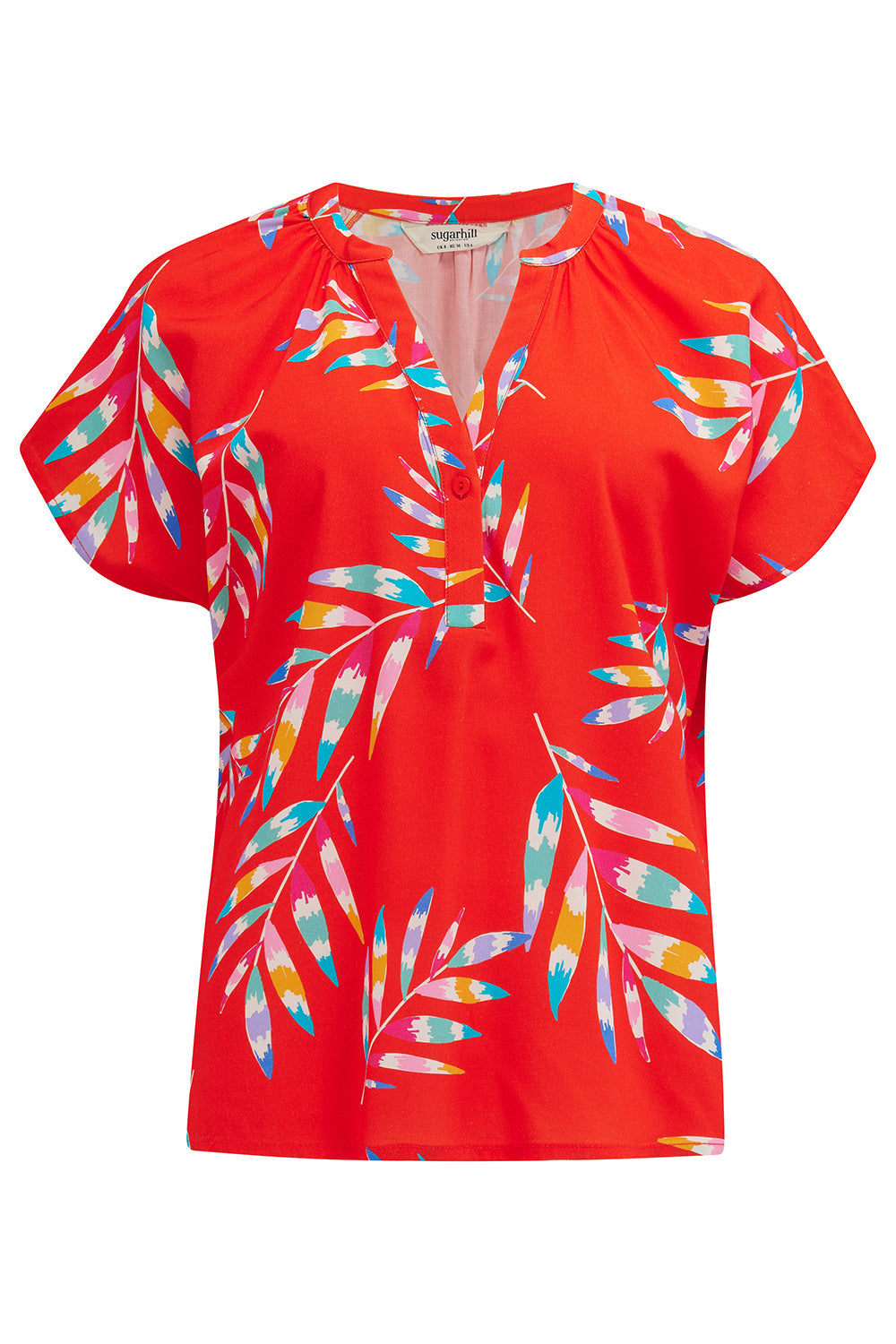 Marielle Blouse - Red, Rainbow Fronds