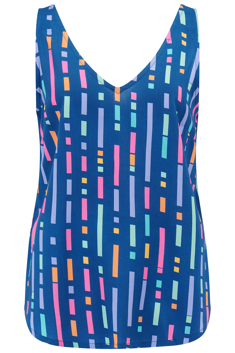 Romy Vest Top - Blue, Broken Lines