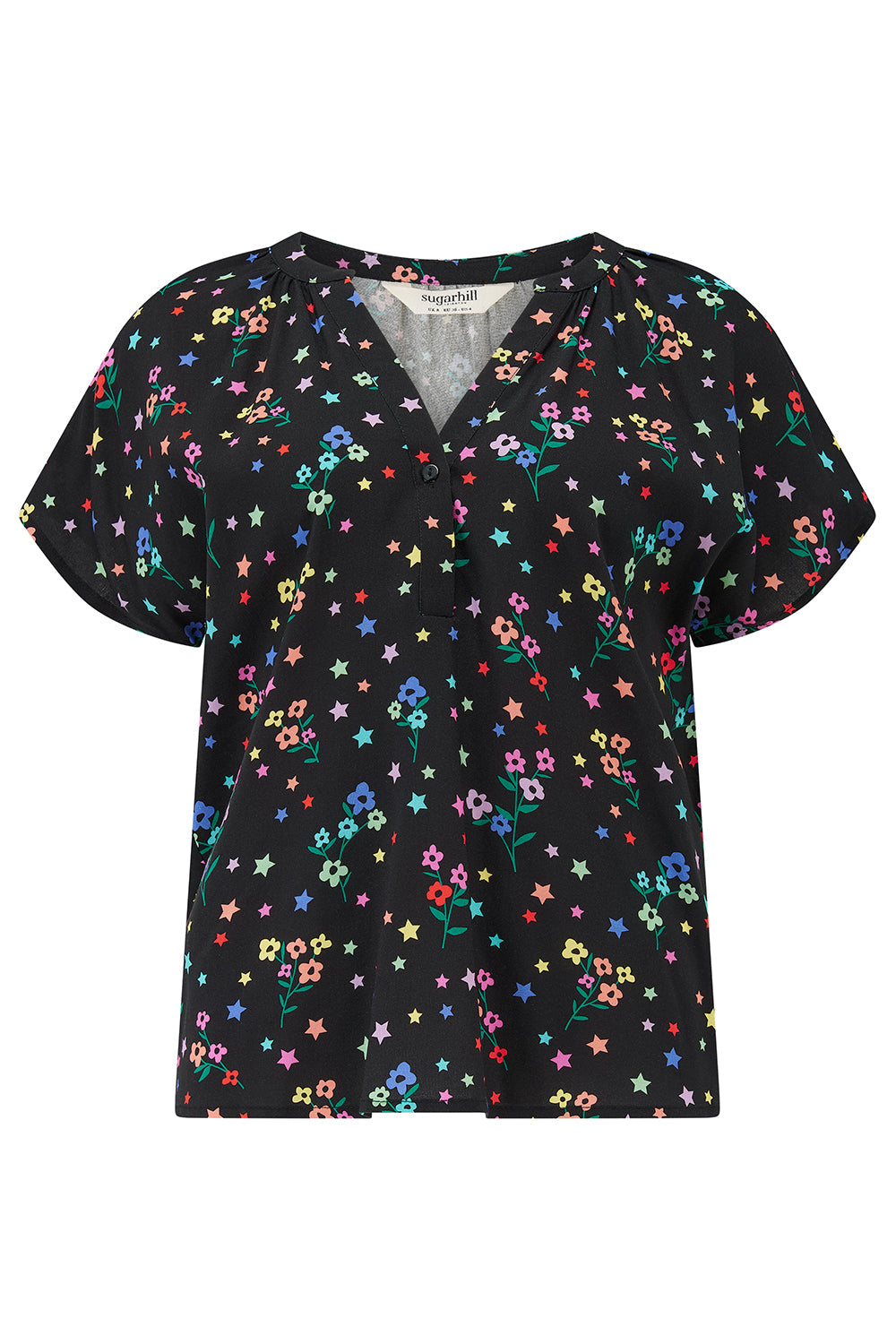 Marielle Blouse - Black, Rainbow Sprigs