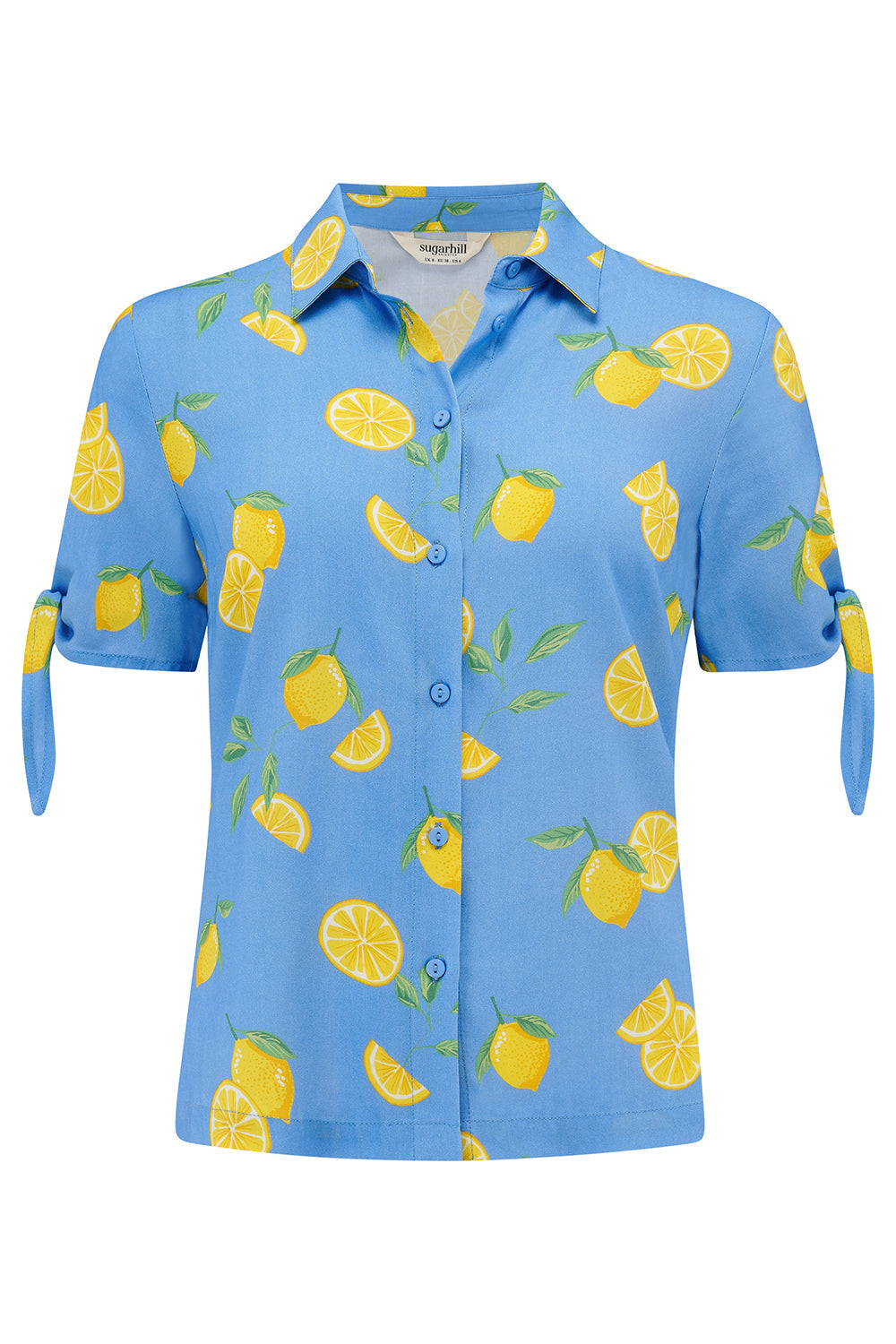 Antonia Tie Shirt - Blue, Lemon Drizzle