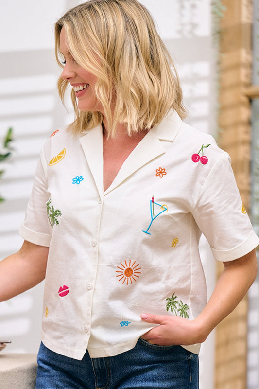 Michelle Shirt - Off-White, Fruit Cocktail