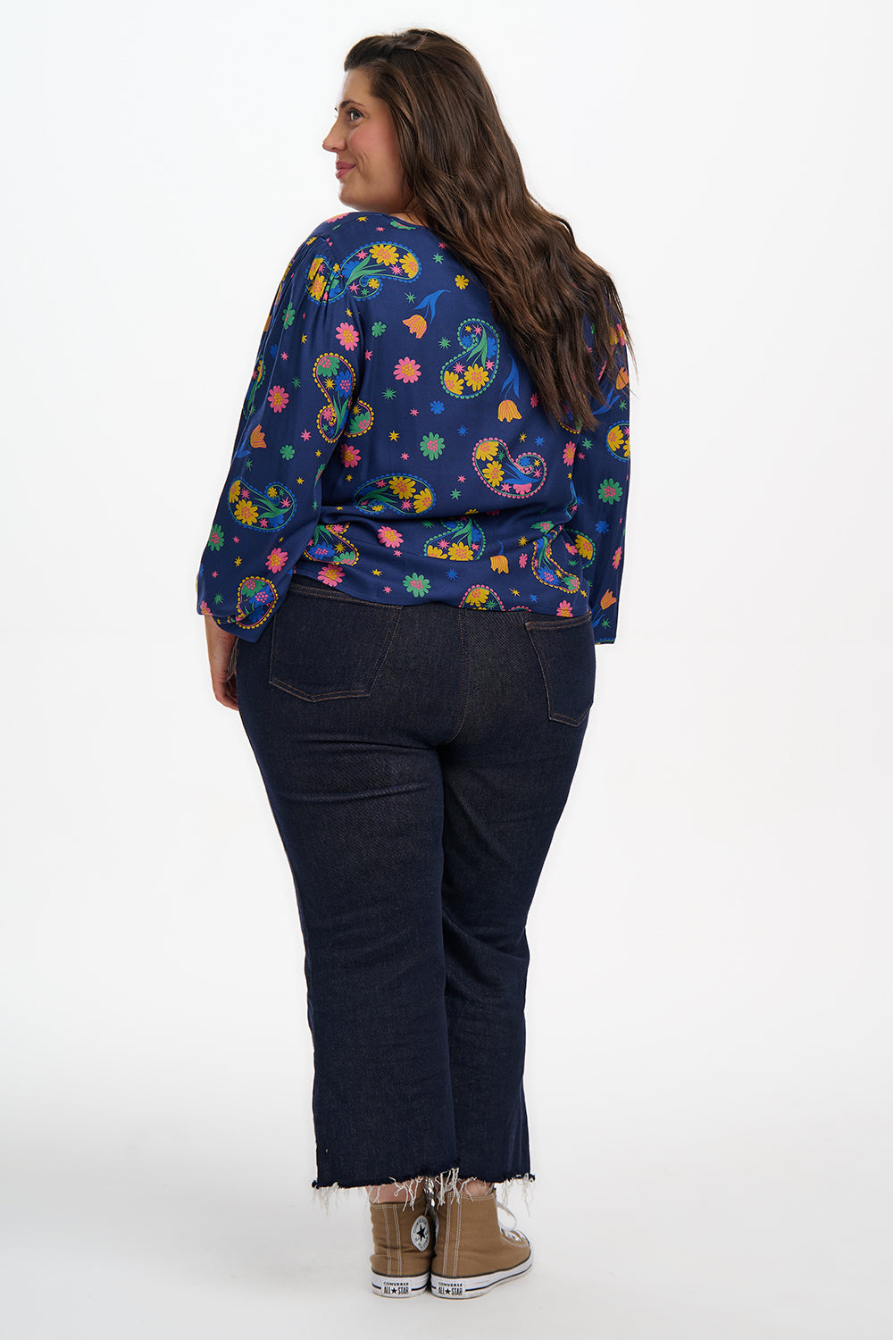 Elaina Blouse - Bright Navy, Blooming Paisley