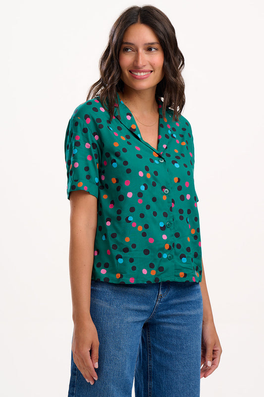 Odele Shirt - Green, Rainbow Dappled Spot