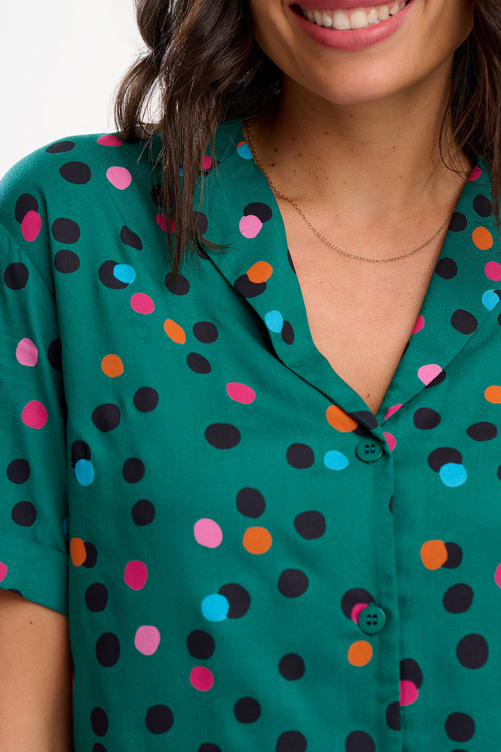 Odele Shirt - Green, Rainbow Dappled Spot