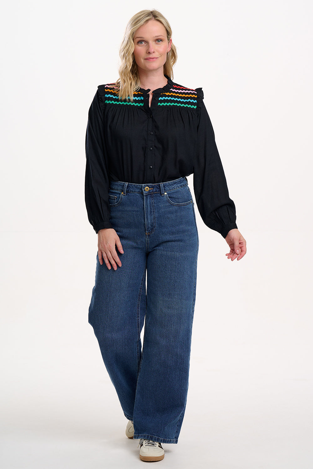 Safia Blouse - Black, Rainbow Ric Rac