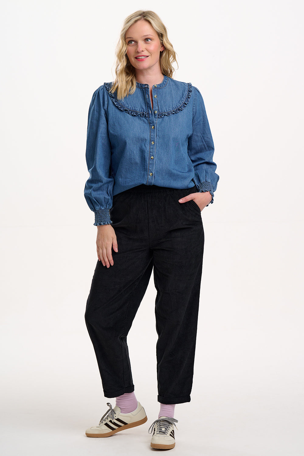 Heidi Frill Shirt - Washed Blue