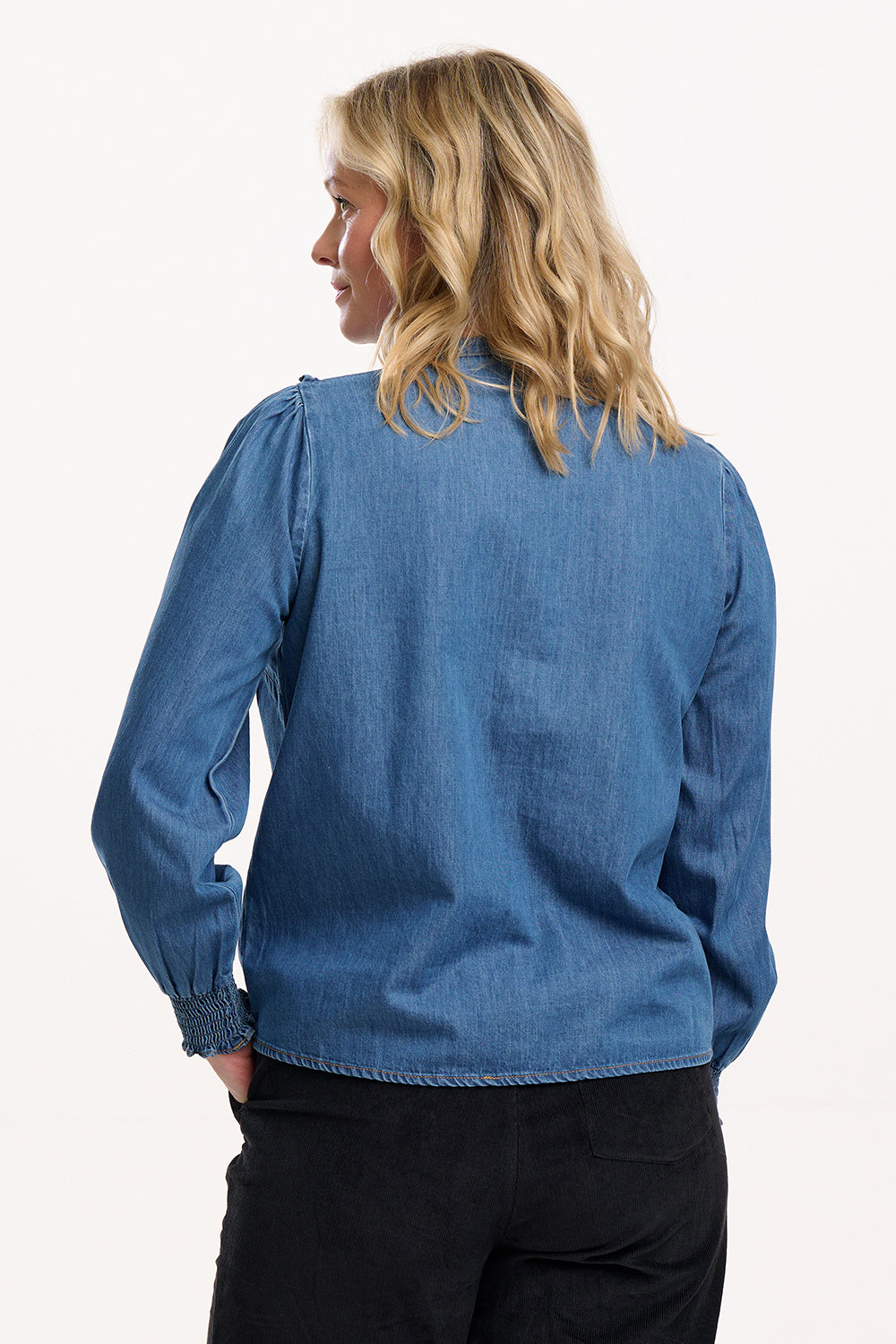 Heidi Frill Shirt - Washed Blue