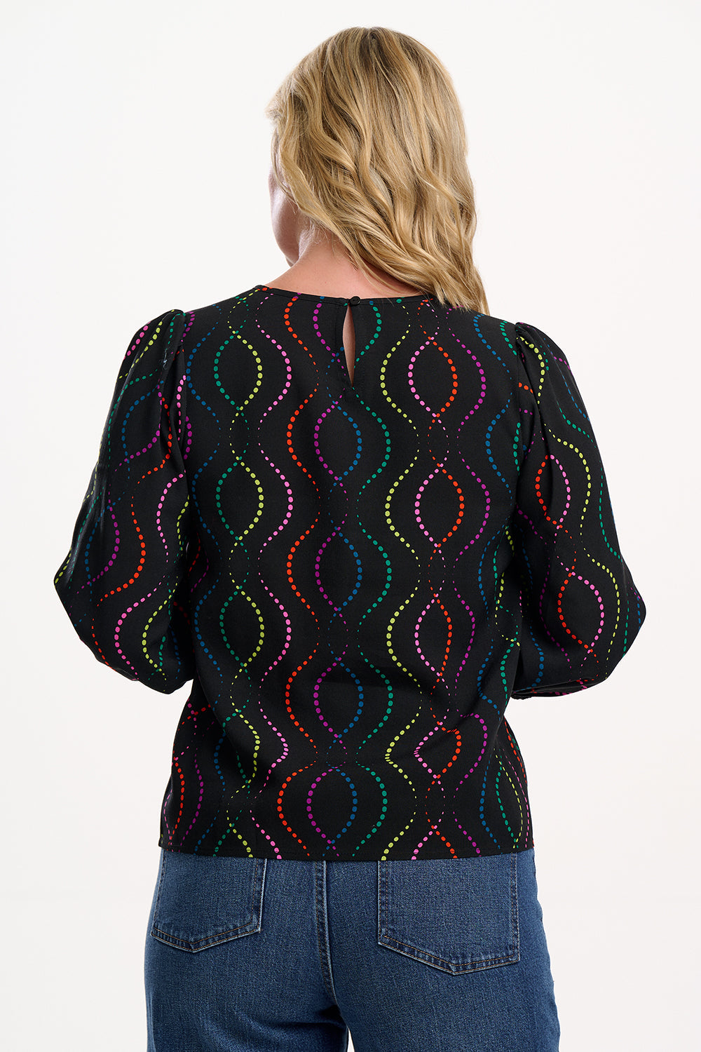 Wendy Blouse - Black, Dotted Waves