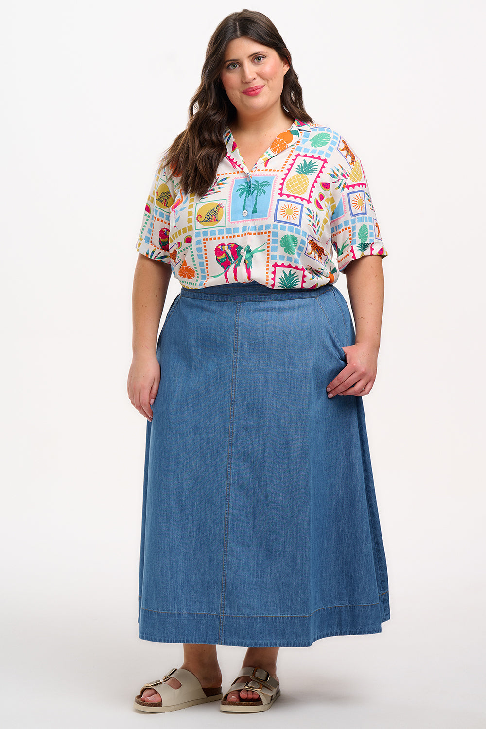 Odele Shirt - Off-White, Jungle Tile