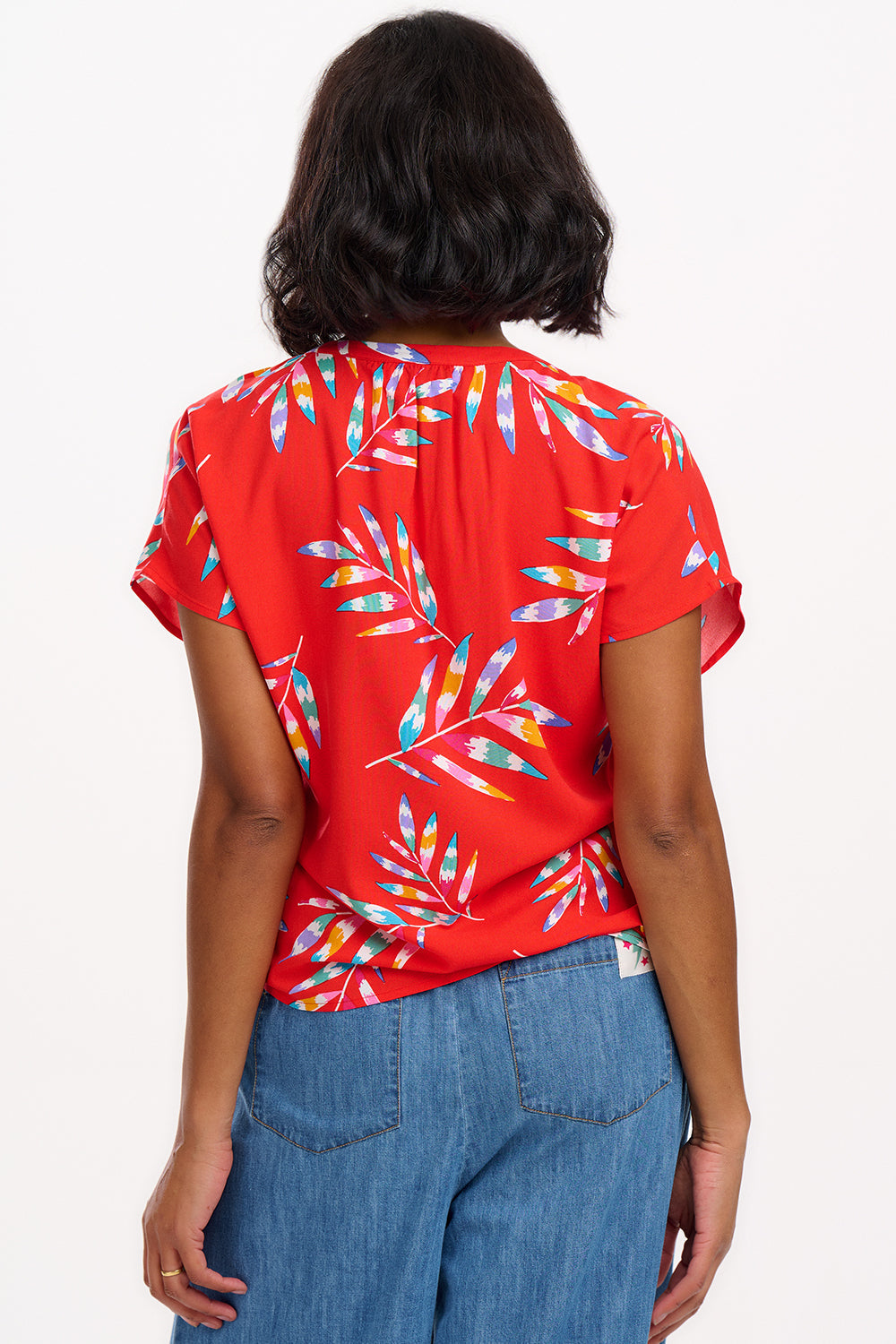 Marielle Blouse - Red, Rainbow Fronds