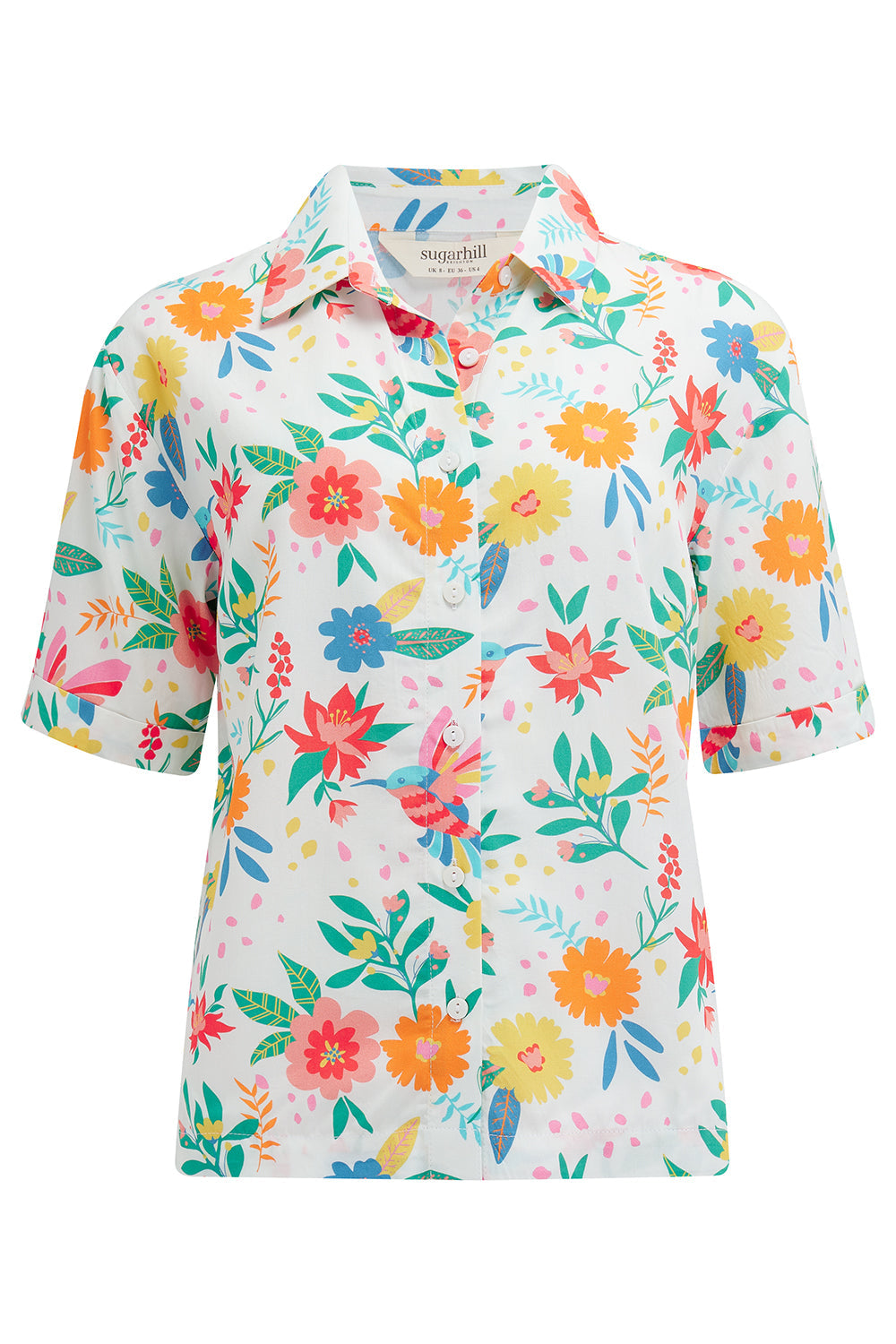 Andromeda Shirt - Off-White, Tropical Hummingbird