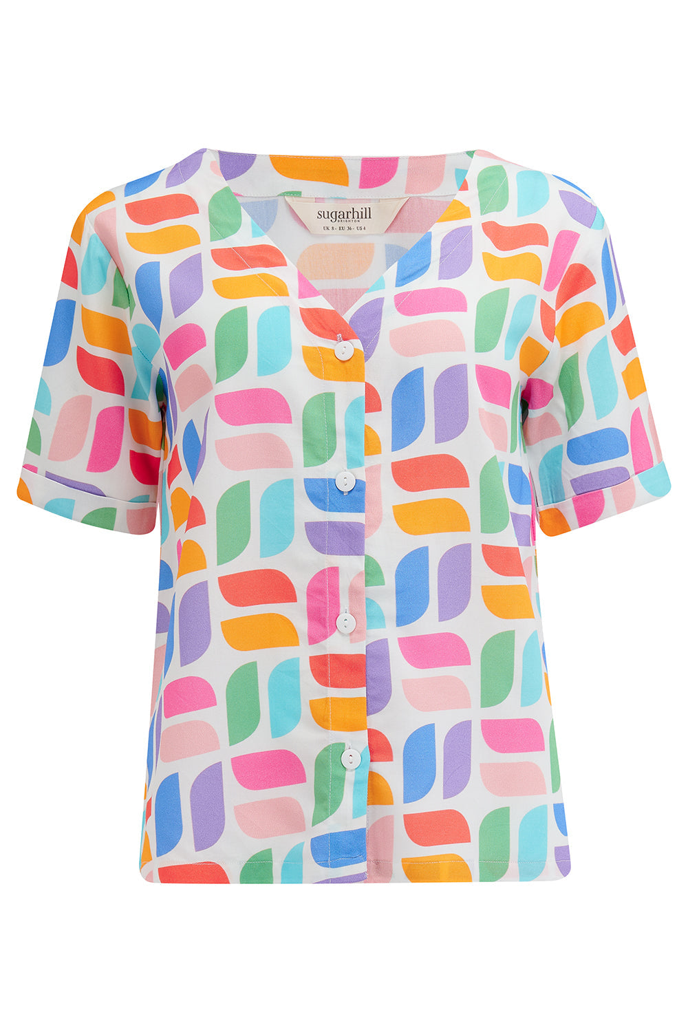 Hatty Shirt - Off-White, Curved Geometric