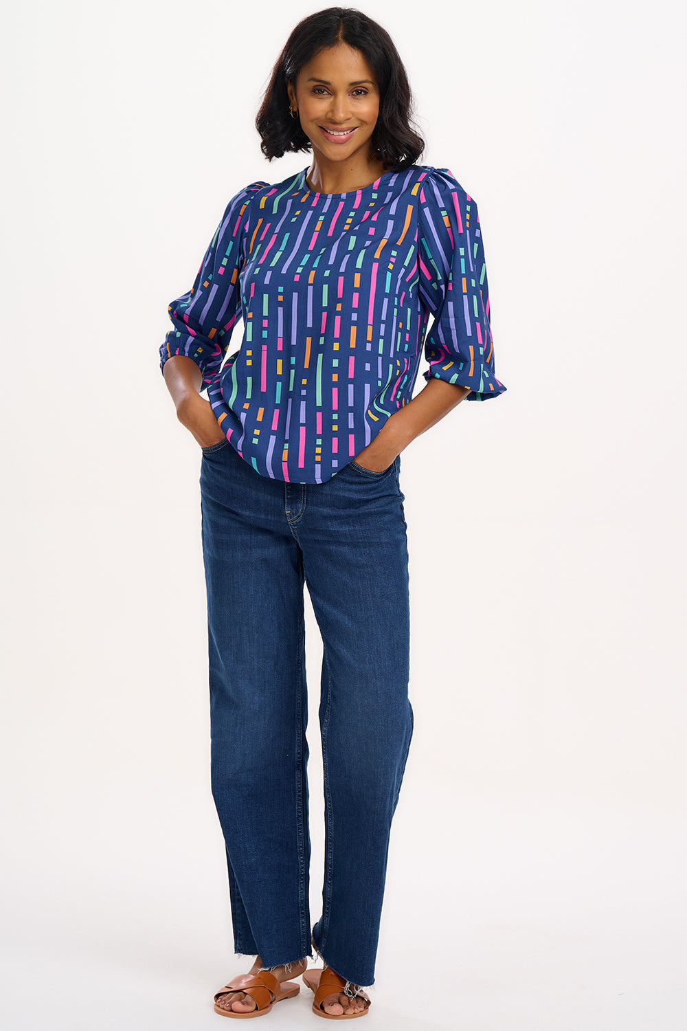 Wendy Blouse - Blue, Broken Lines