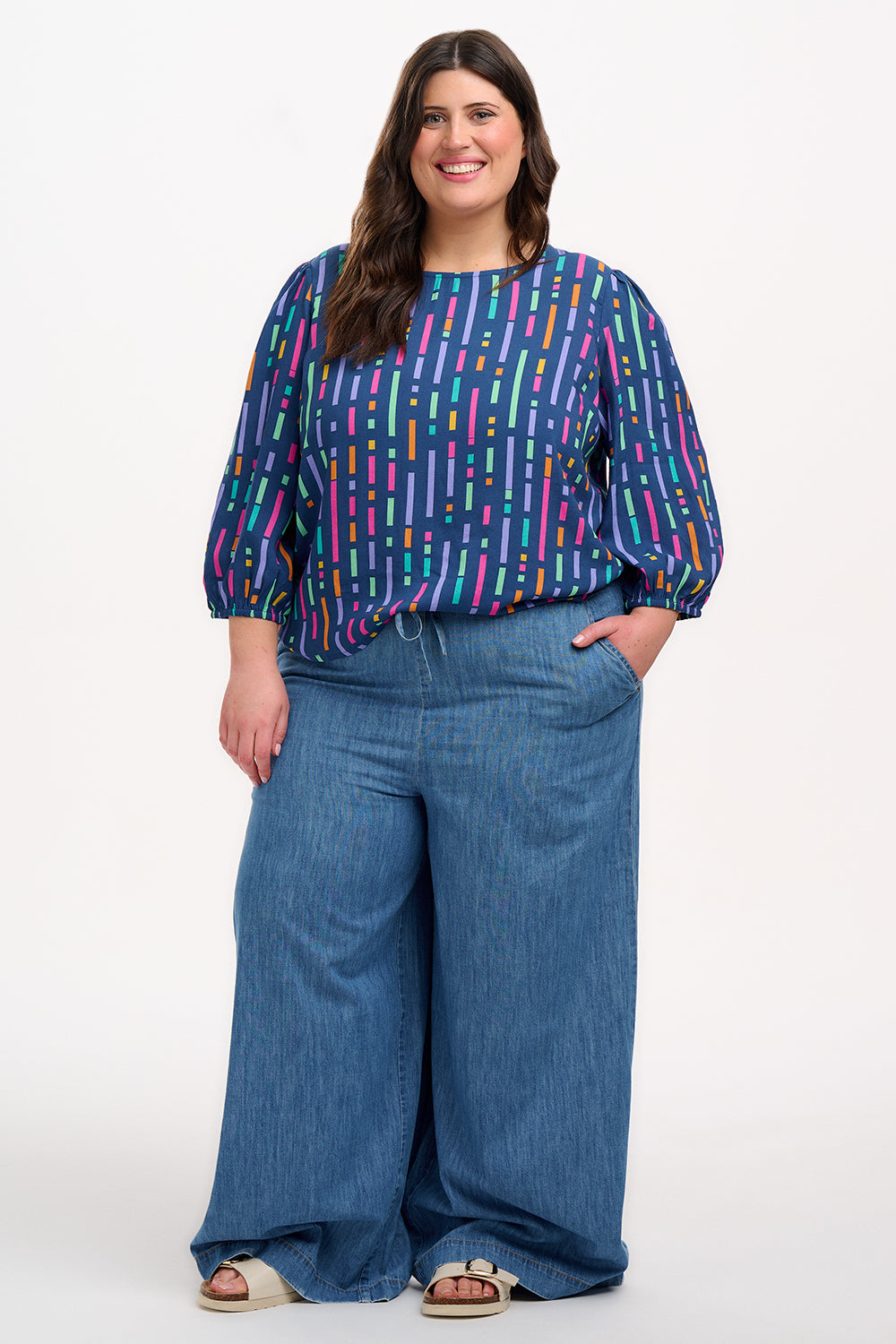 Wendy Blouse - Blue, Broken Lines