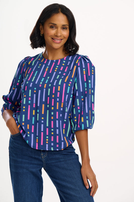 Wendy Blouse - Blue, Broken Lines