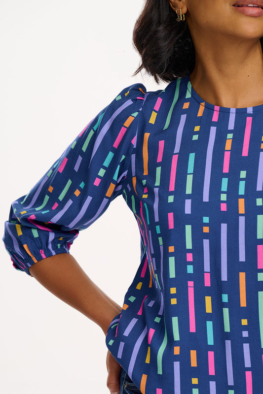 Wendy Blouse - Blue, Broken Lines