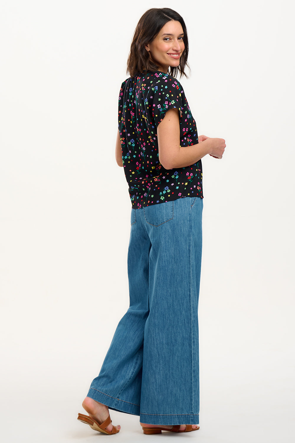 Marielle Blouse - Black, Rainbow Sprigs