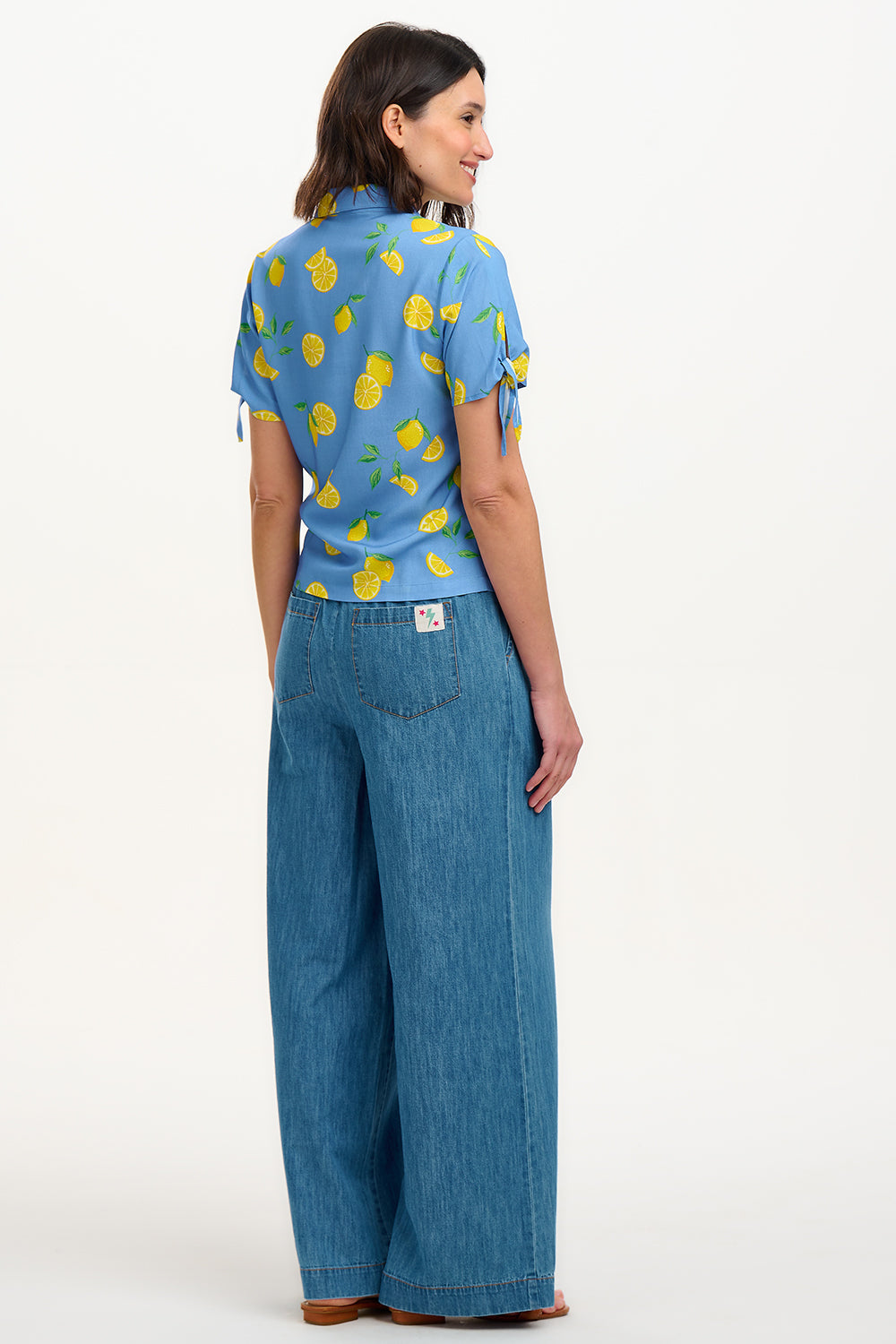 Antonia Tie Shirt - Blue, Lemon Drizzle